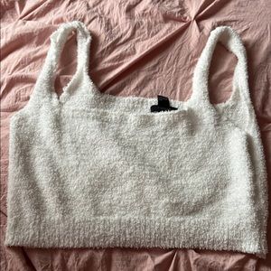 soft fluffy white crop top
